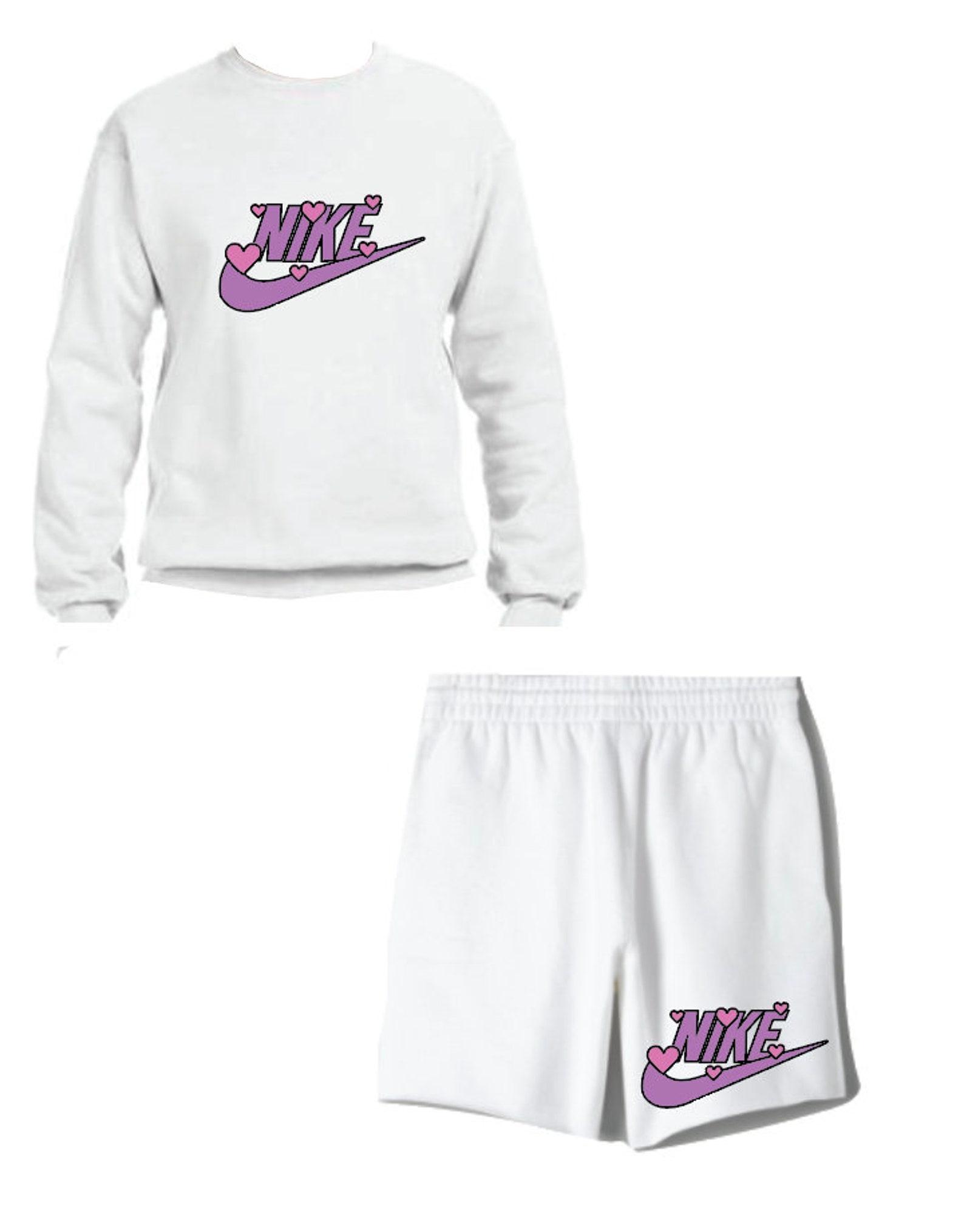 Nike Inspired Sweat shorts Sweatshirt T-shirt Nike heart | Etsy