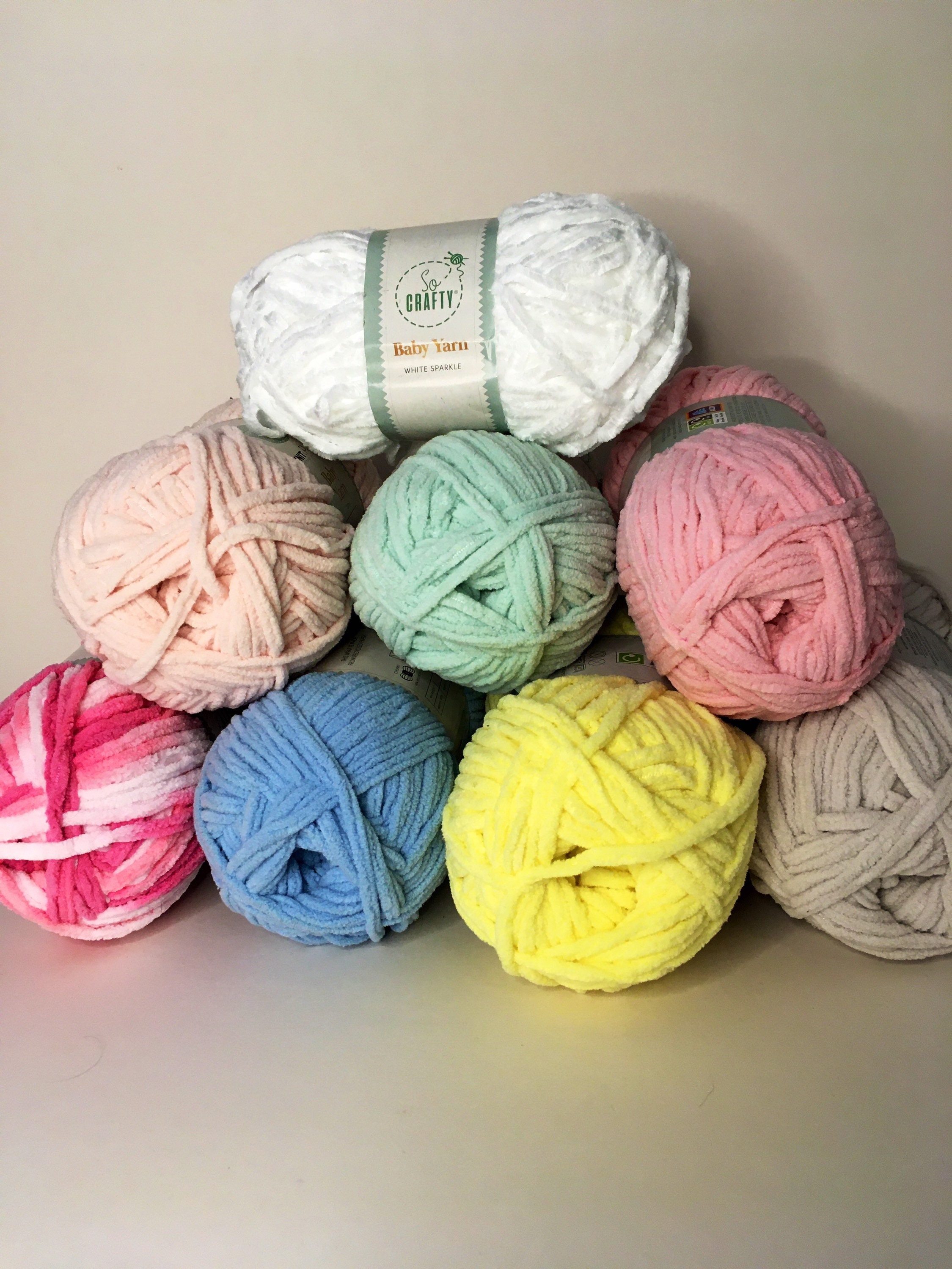 Knit & Purl so Crafty Baby Yarn Chenille 100g Balls Lemon Etsy UK