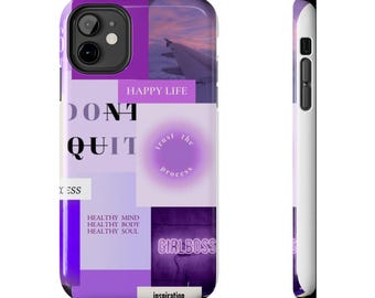 Funda para teléfono con collage morado / Funda para teléfono con estética morada motivacional