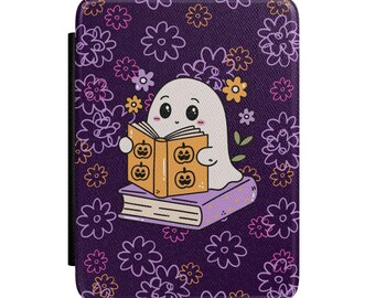 Funda para Kindle con diseño de fantasma lector / Funda para libro con diseño de calabaza de Halloween