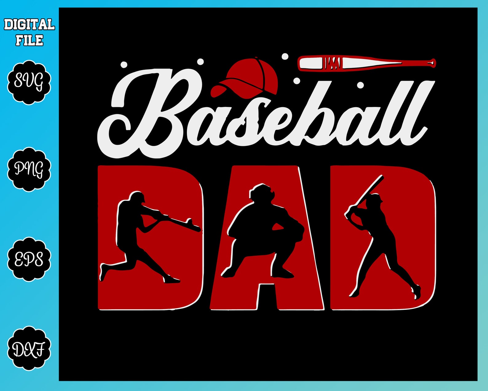 Baseball dad svg png dxf eps Etsy