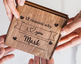 Reasons why I love you box Personalized Wooden Puzzle Gift for Boyfriends birthday 5th Wood Anniversary Wife Husband Valentine's Day Gifts