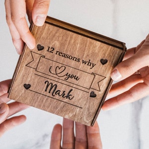 Reasons why I love you box Personalized Wooden Puzzle Gift for Boyfriends birthday 5th Wood Anniversary Wife Husband Valentine's Day Gifts