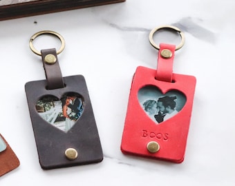 Porte-clés photo personnalisé, cadeau d'anniversaire pour petit ami, cadeau de Saint-Valentin pour nouveau papa, cadeau pour lui, porte-clés photo personnalisé, mini cadeau photo