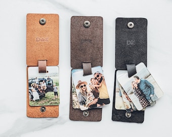 Custom Photo Keychain Personalized Leather Handmade Gift Valentines Day Gift for Boyfriend Groom Gift for Dad Couple Keychain Anniversary