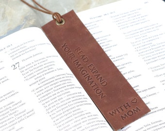 Personalized Gift, Custom Bookmark, Handmade Brown Leather Bookmark, Unique Bookmarks, Quote Bookmark, Valentines Day Gift, Best Friend Gift