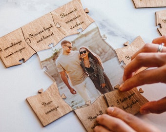 Anniversary Gift for Boyfriend - Christmas Gift - 12 Reasons Why I Love You with Acrylic Photo - Wooden Personalized Fathers Day Gifts