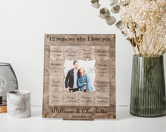 12 reasons why i love you, Personalized Wooden Puzzle Birthday Gift for Her Anniversary Gift for Boyfriend Custom Valentines Gift for Him