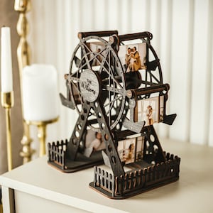 Wedding Photo Frame Gift for Couple Custom Wooden Ferris Wheel Valentine Gifts for Him Personalized Unique Gifts Anniversary Gift for Her