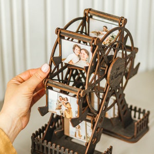 Boyfriend Gift Custom Wooden Ferris Wheel Personalized Photo Book Album Wedding Photo Gifts for Couple Unique Anniversary Gift for Him Her image 1