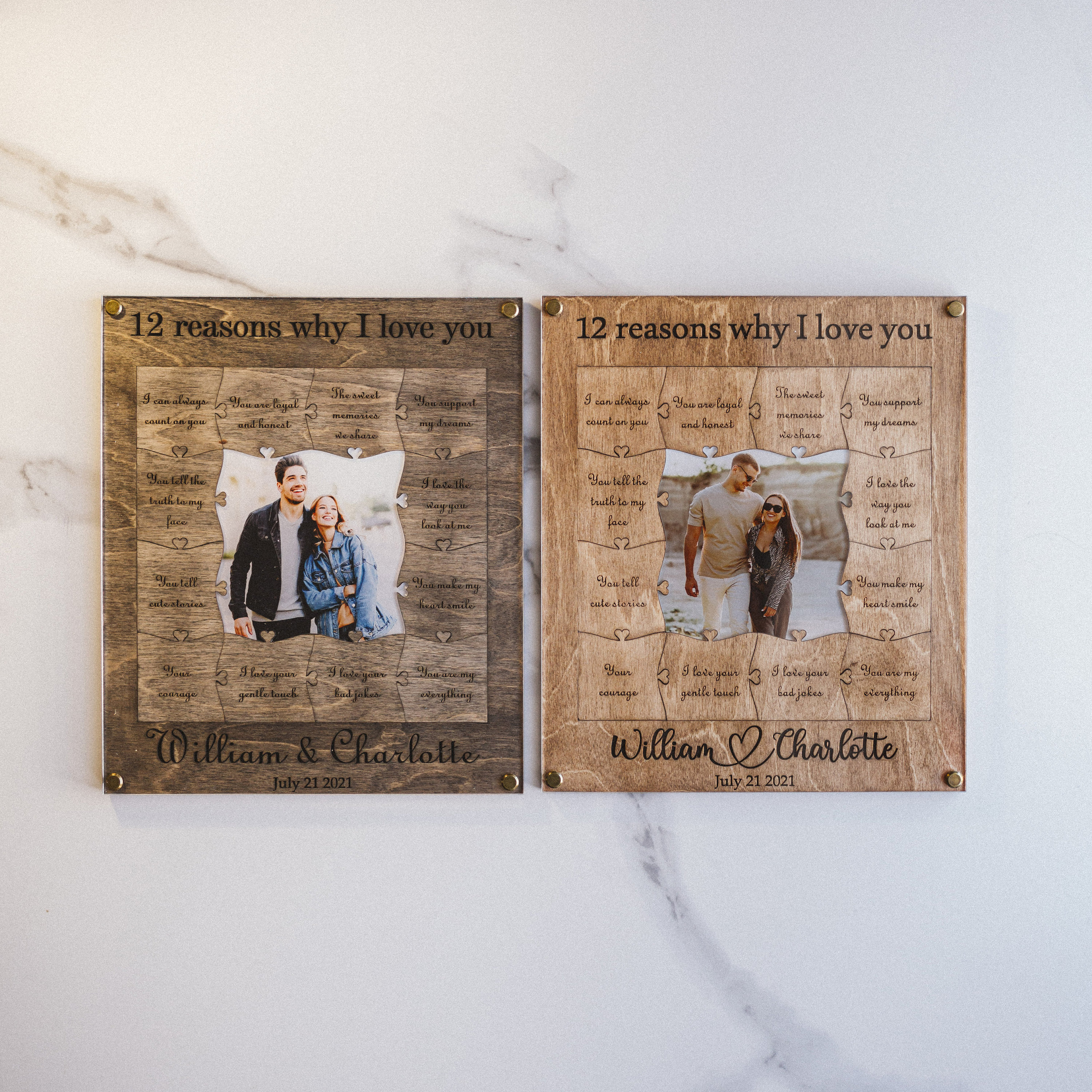 I Love You Gift Box For Him Personalized 14 Reasons Why I Love You Birthday Gift For Boyfriend Custom Wooden Puzzle Piece Collage Frame Valentines Gift Him Anniversary Heart Box Message