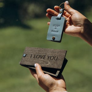 Personalized Mini Photo Keychain Christmas Leather Case Birthday Gift Engagement Gift Keyring Anniversary Gift For Him Her Boyfriend Gift