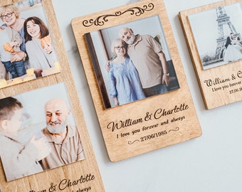 Cadre photo en bois personnalisé Cadeau romantique pour couple Cadeau photo en bois pour lui Cadeau d'anniversaire de mariage