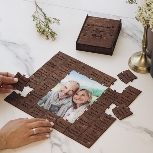 Image personnalisée : Raisons pour lesquelles je t'aime : 10 40 50 cadeaux d'anniversaire, par année, pour lui et elle, cadeau puzzle photo, cadeaux de la Saint-Valentin