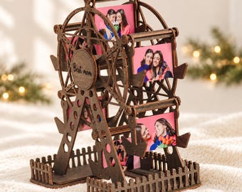 Personalized Wooden Photo Frame, Christmas Gift for Mom, Family Memory Display, Custom Keepsake for Her, Birthday Gift for Mother