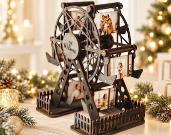 Custom Wooden Ferris Wheel Photo Display, Unique Couple Gift for Anniversary, Birthday, Christmas, Wedding or Valentine's Day for Him or Her