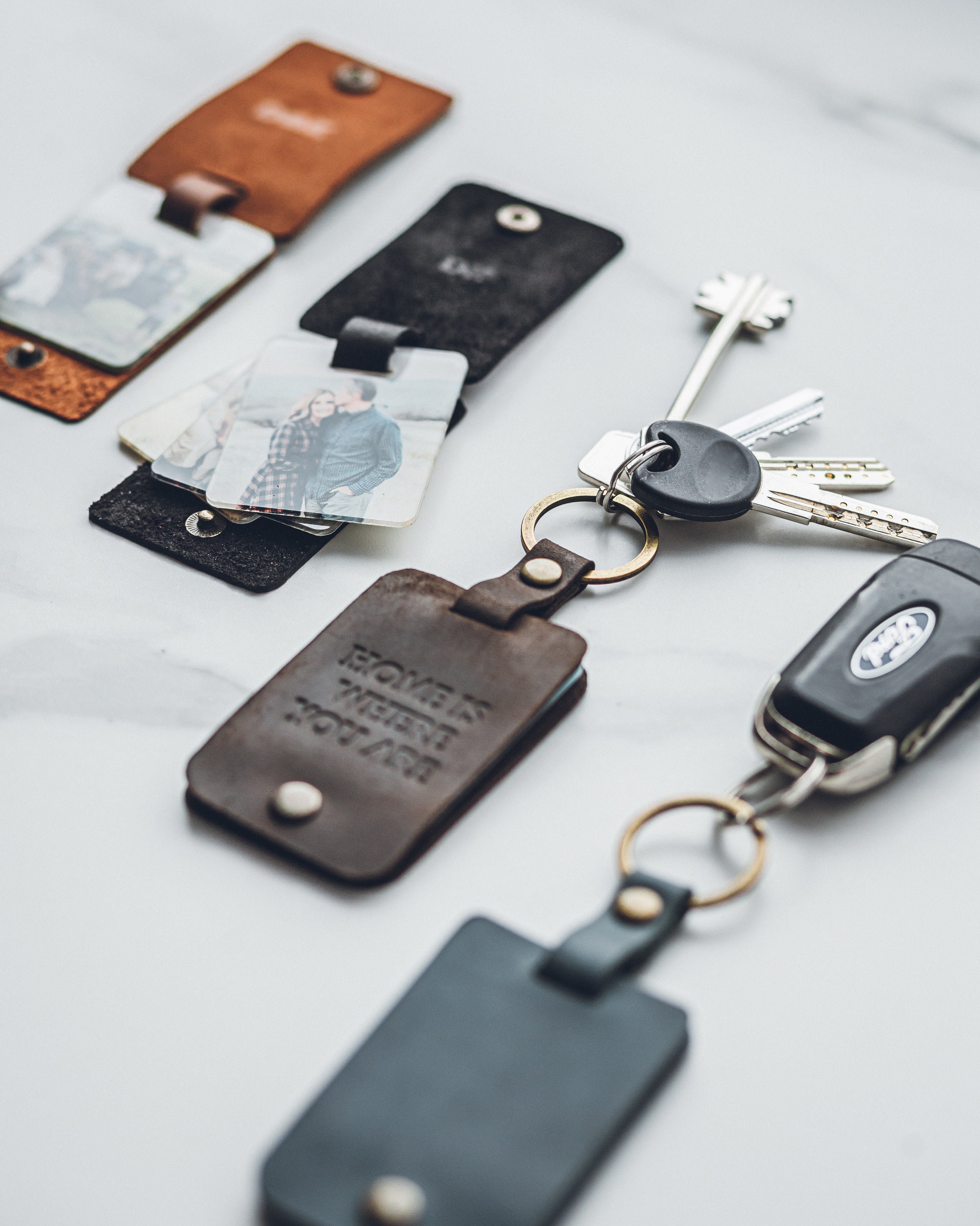 Porte-clés photo en cuir personnalisé cadeau porte-clés | Etsy