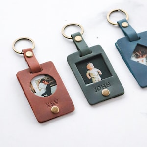 Porte-clés photo personnalisé personnalisé en cuir, petit ami, cadeau fête des pères pour nouveau papa, meilleur ami, couples, cadeaux d'anniversaire, porte-clés