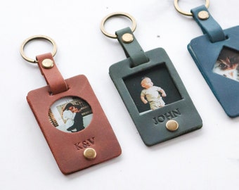 Porte-clés photo personnalisé personnalisé en cuir, petit ami, cadeau fête des pères pour nouveau papa, meilleur ami, couples, cadeaux d'anniversaire, porte-clés