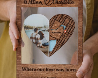 Cadre photo personnalisé pour couple, petit ami, carte d'anniversaire, cadeau photo de mariage pour la première rencontre de la Saint-Valentin
