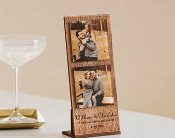 Gepersonaliseerde fotocadeau op acrylhouten frame met uw foto's Verjaardagscadeau voor echtgenoot Valentijnsdagcadeaus voor hem Vriendjecadeau, uniek cadeau