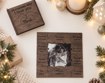 Personalized 50 Reasons Why I Love You Photo Puzzle, Christmas Gift for Grandparents, Anniversary Keepsake for Husband or Wife