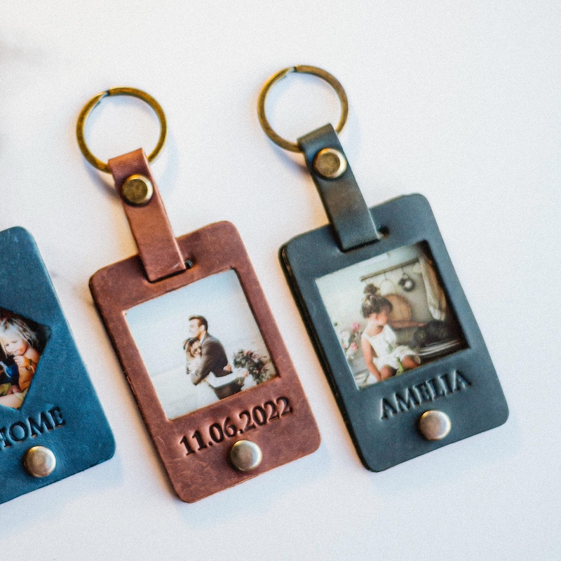✨Free Personalization✨Personalised Photo Keyring Leather Picture Keychain Anniversary  Gift  Mini Photo Album Keychain Birthday Gifts Christmas gift