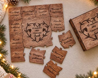 Personalized Wooden Photo Puzzle, Custom Couple Gift, Anniversary Keepsake, Romantic Christmas Gift