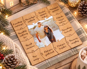 Personalized Memory Photo Puzzle, Wooden Love Gift for Parents, Grandparents or Partner, Romantic Birthday and Christmas Keepsake