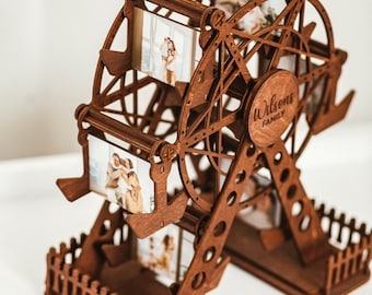 Wedding Photo Gift for Couple Custom Wooden Ferris Wheel Valentines Day Personalized Unique Christmas First Anniversary Gifts for Him Her