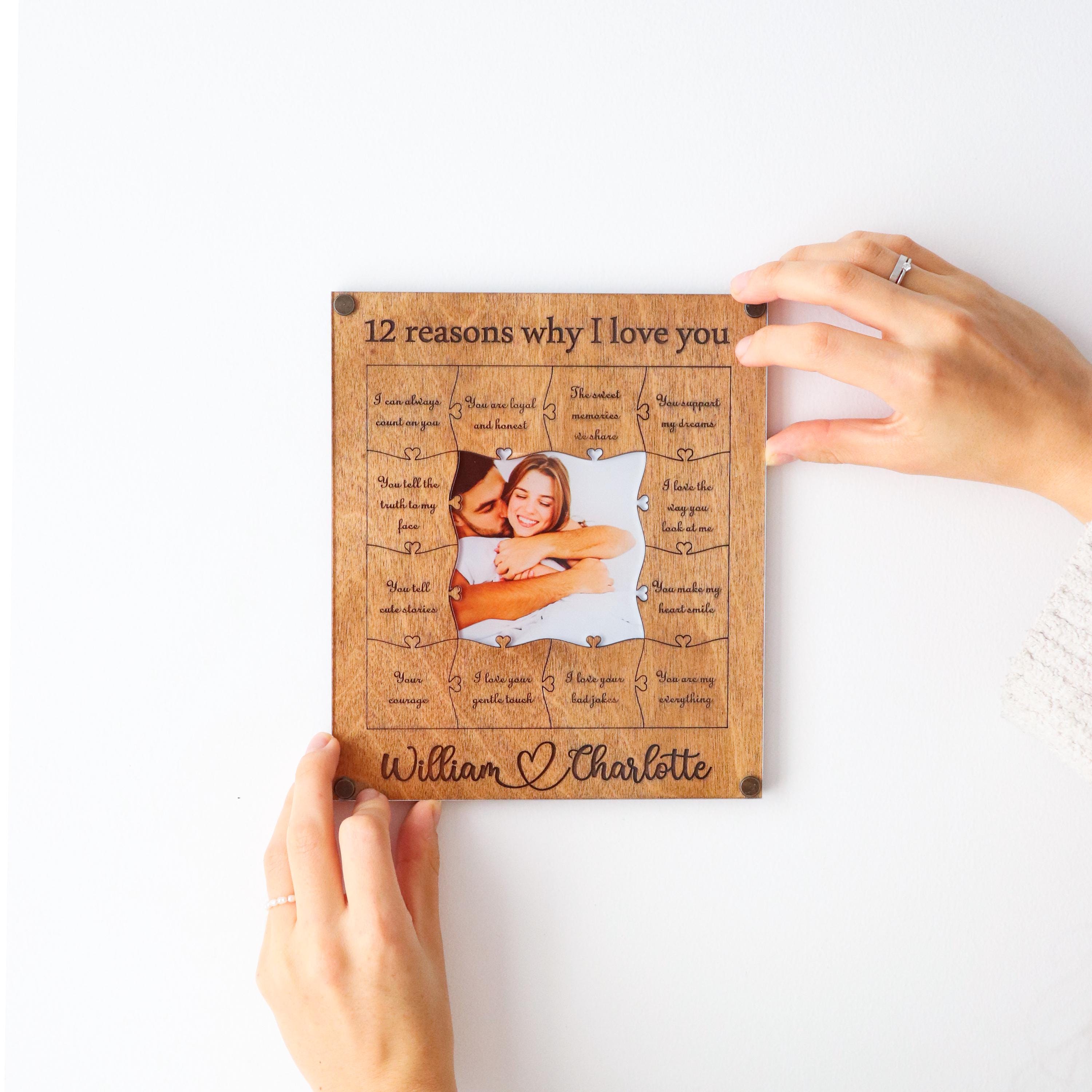 12 Reasons Why I Love You Wooden Puzzle Wedding Christmas Birthday Gift Valentine Day Anniversary Engagement Memory Gifts Personalized Frame