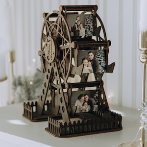 Unique Christmas Gifts Custom Wedding Photo Gift for Couple Wooden Ferris Wheel Valentines Day Personalized Anniversary Gift for Him Her