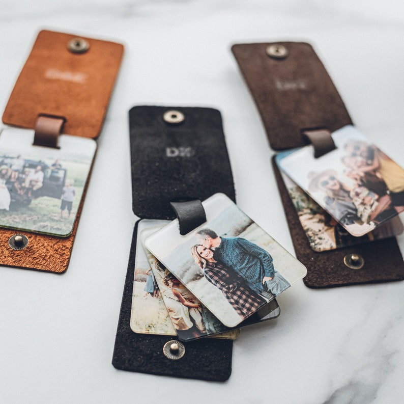 Custom Photo Keychain, Personalized Leather, Valentines Day Gift for Boyfriend, Groom, Best Friend, Father, Couples Keychain, Anniversary image 1
