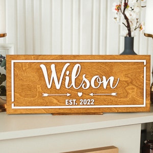 Einweihungsgeschenk für Paare Einweihungsparty Jahrestag Geschenk für Sie Ihn Hochzeit Neues Zuhause Geschenk Individueller Namensschild Holzschild