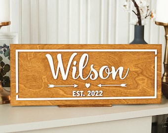 Wooden Last Family Sign Unique Wedding Gift For Couple Housewarming Anniversary Gift for Her Him Wedding New Home Gift Custom Name Sign