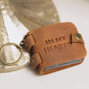 Portachiavi personalizzato, mini album fotografico, piccolo album, regalo unico per anniversario per papà, lui e lei, regalo in pelle per fidanzato, regalo di compleanno per la festa del papà