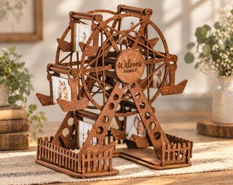 Custom Ferris Wheel Photo Frame, Personalized Wedding Centerpiece, Romantic Anniversary Gift, Christmas Present for Couples and Newlyweds