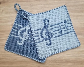 Schema all'uncinetto per presina/sottobicchiere "Musica"