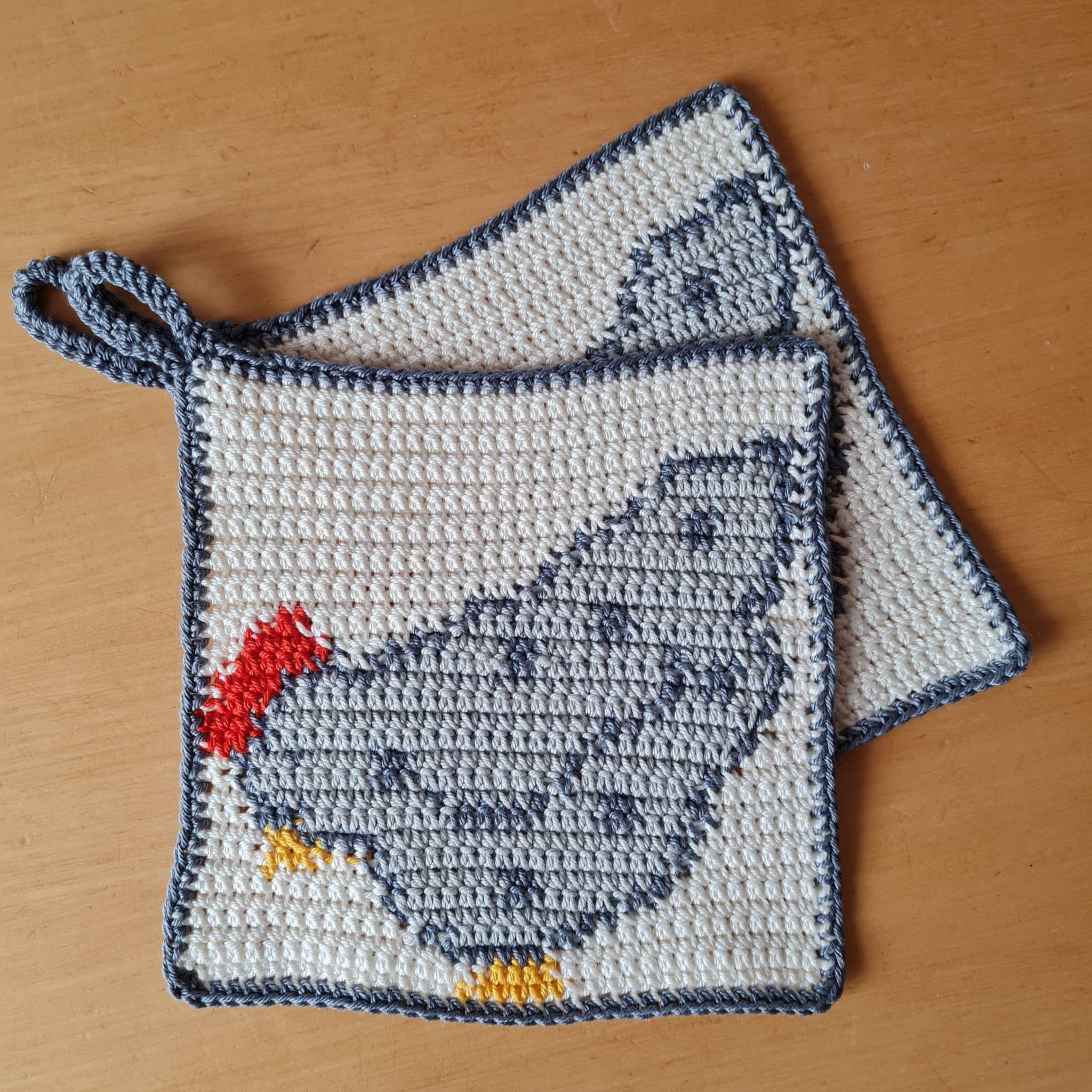 Crochet pattern potholder "chicken"