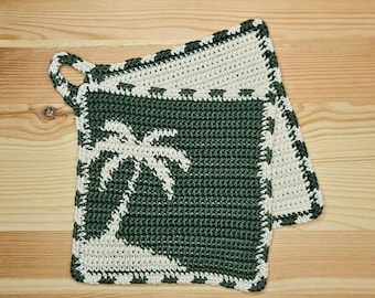 Patrón de crochet para agarradera/salvamanteles "Palmera"