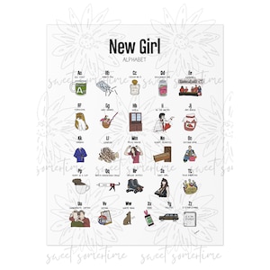 New Girl inspired Alphabet Digital Download