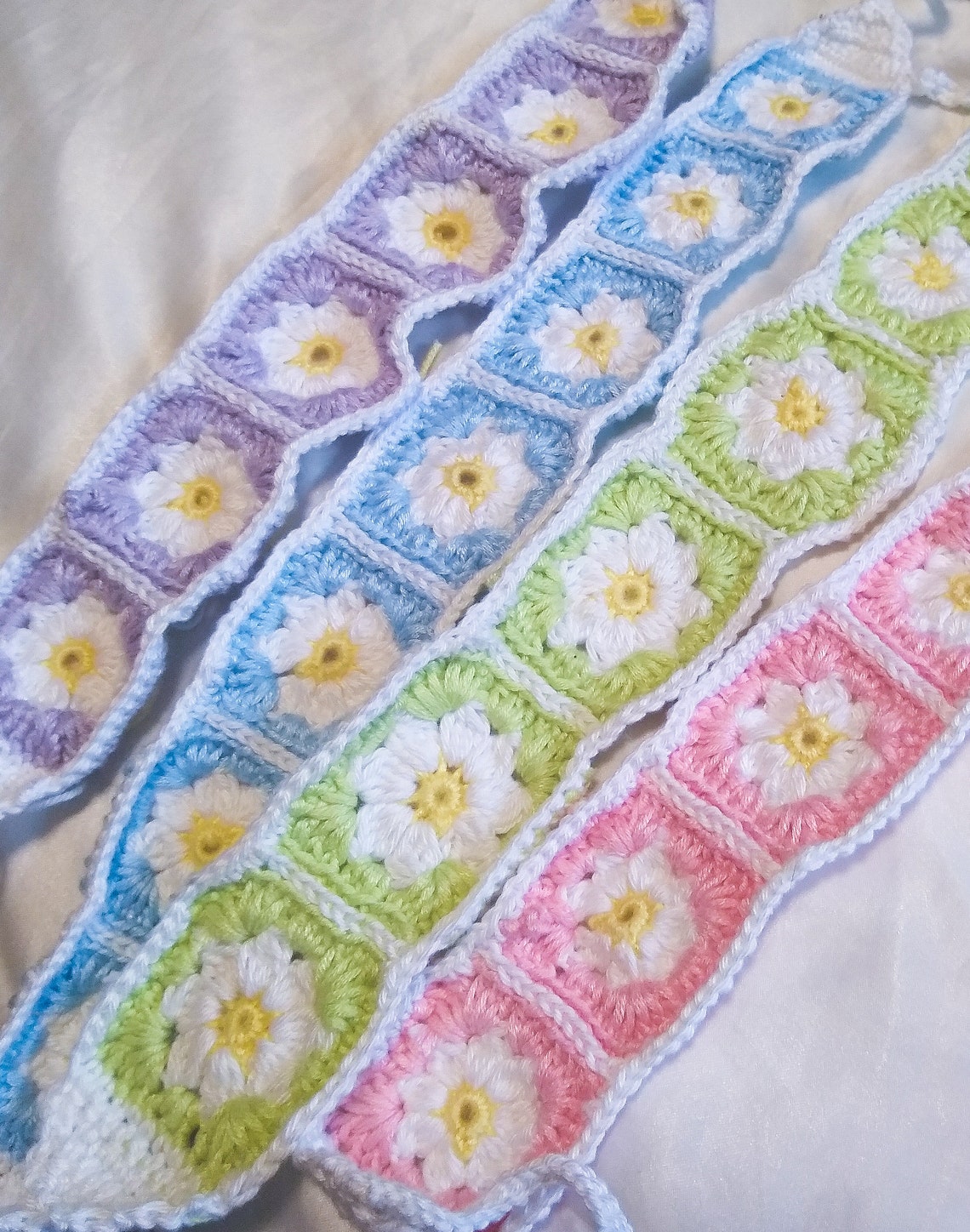 Flower granny square crochet headband Etsy