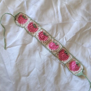 Strawberry granny square crochet headband