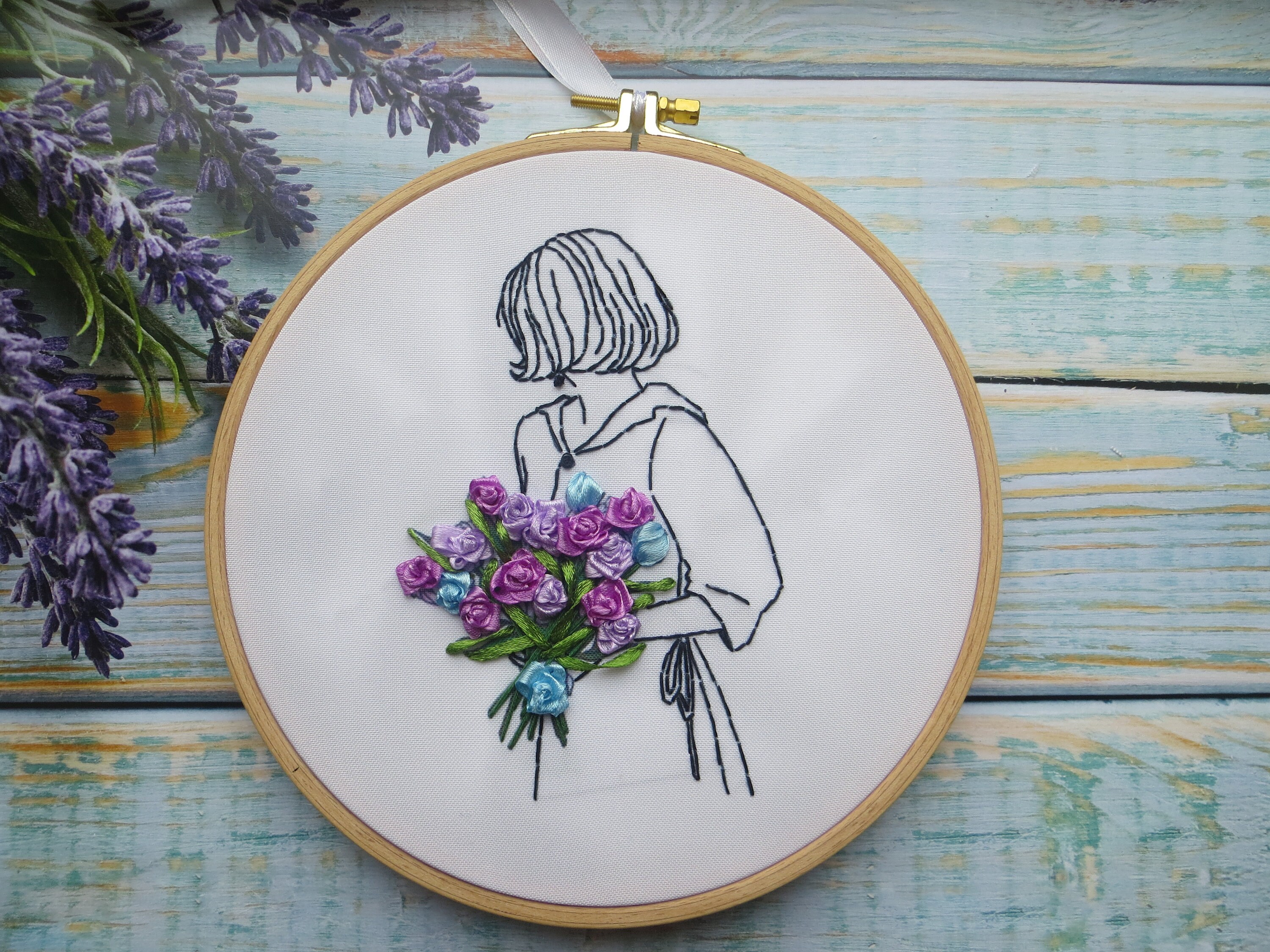 Silk ribbon embroidery kit for beginner female embroidery diy  etsy