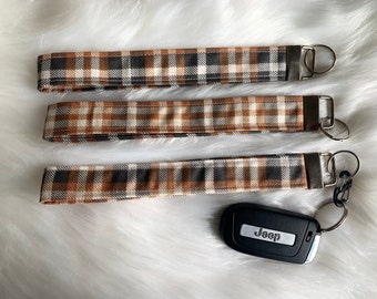 Brown Plaid Key Fob/Keychain