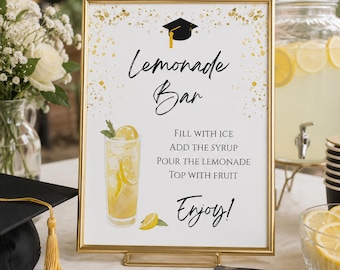 Graduation Lemonade Bar Sign, Class of 2026 Party Decor (PDF Download)