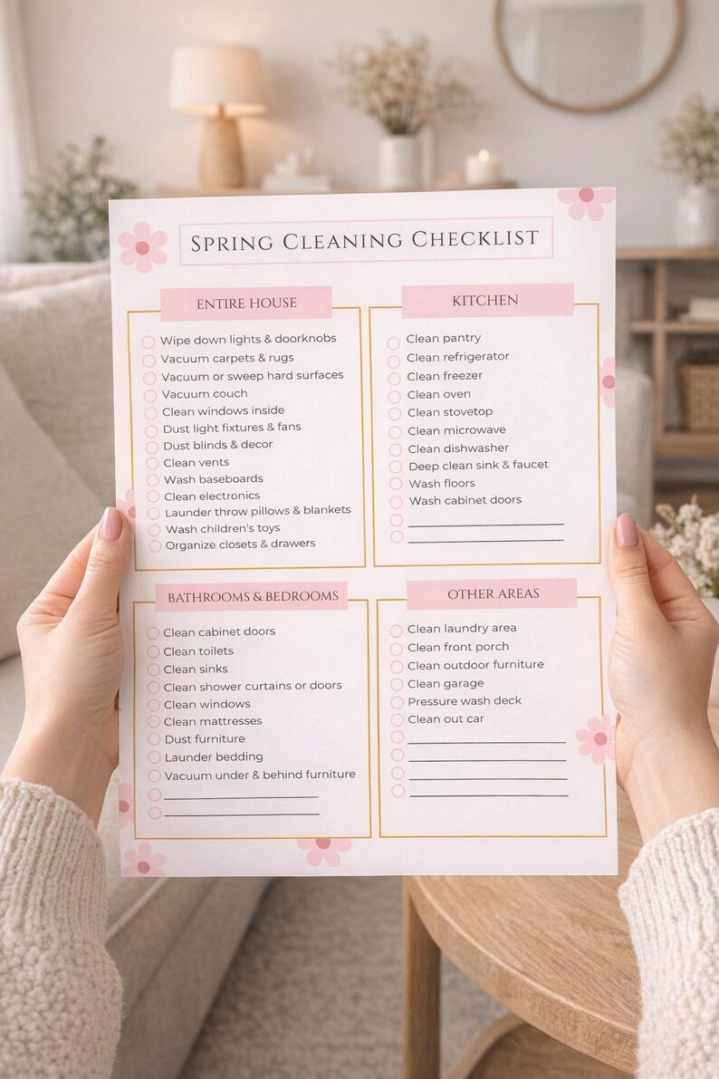 Spring Cleaning Checklist Printable, Home Cleaning Planner, Digital ...