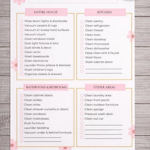 Spring Cleaning Checklist Printable, Home Cleaning Planner, Digital Download PDF