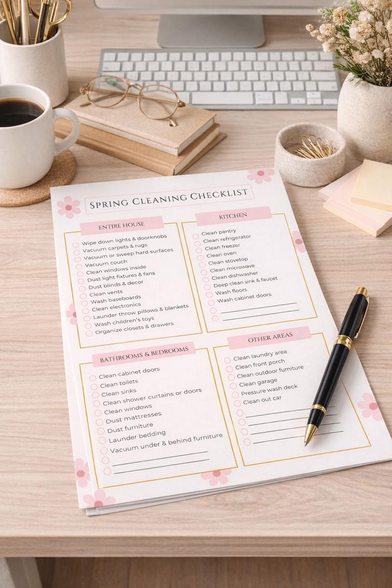 Spring Cleaning Checklist Printable, Home Cleaning Planner, Digital ...