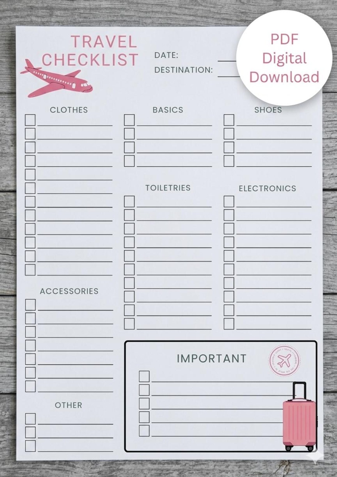 Travel Packing List Printable PDF | Vacation Packing Checklist | Carry ...
